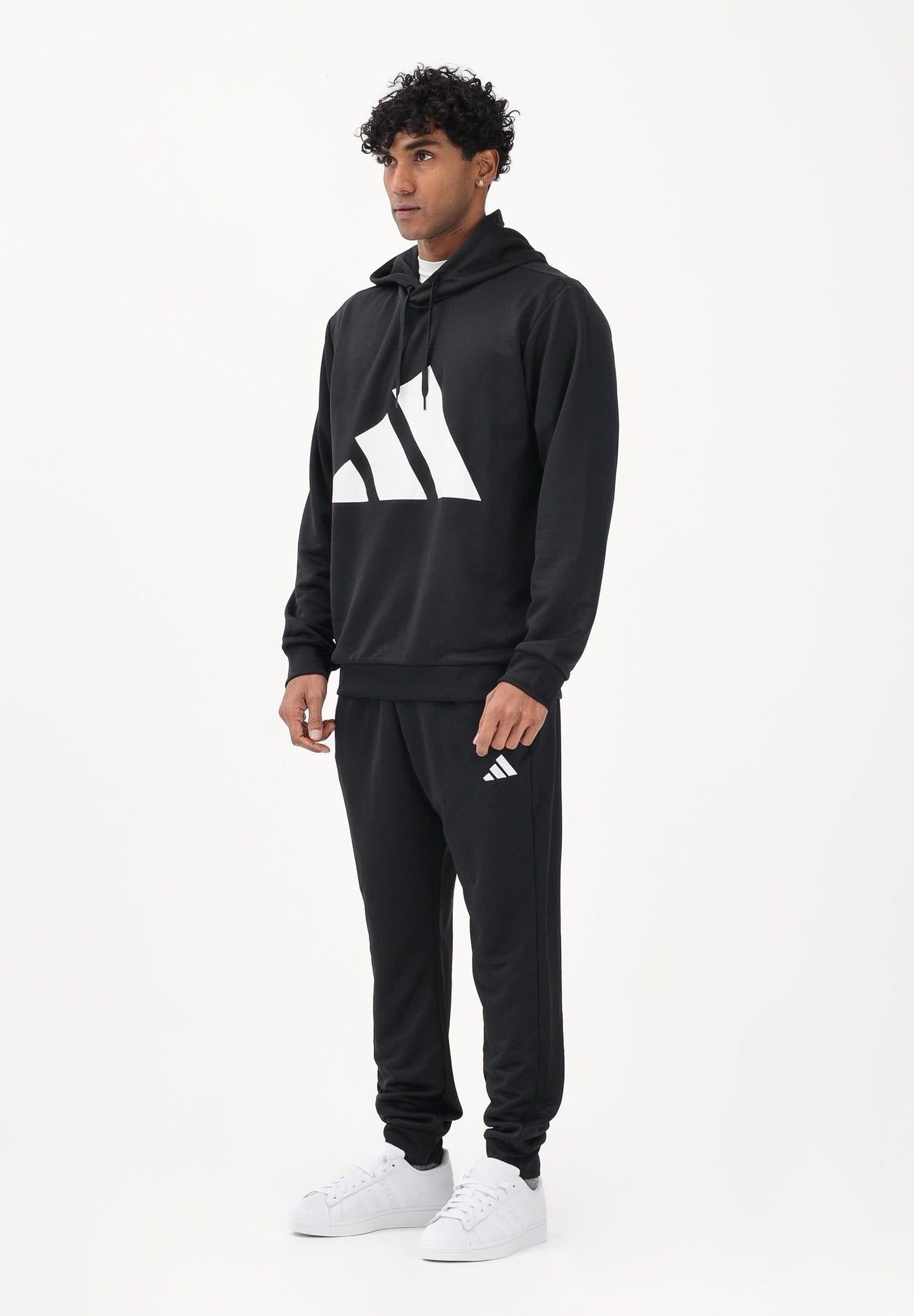 ADIDAS PERFORMANCE Tuta Big Logo French Terry nera da uomo